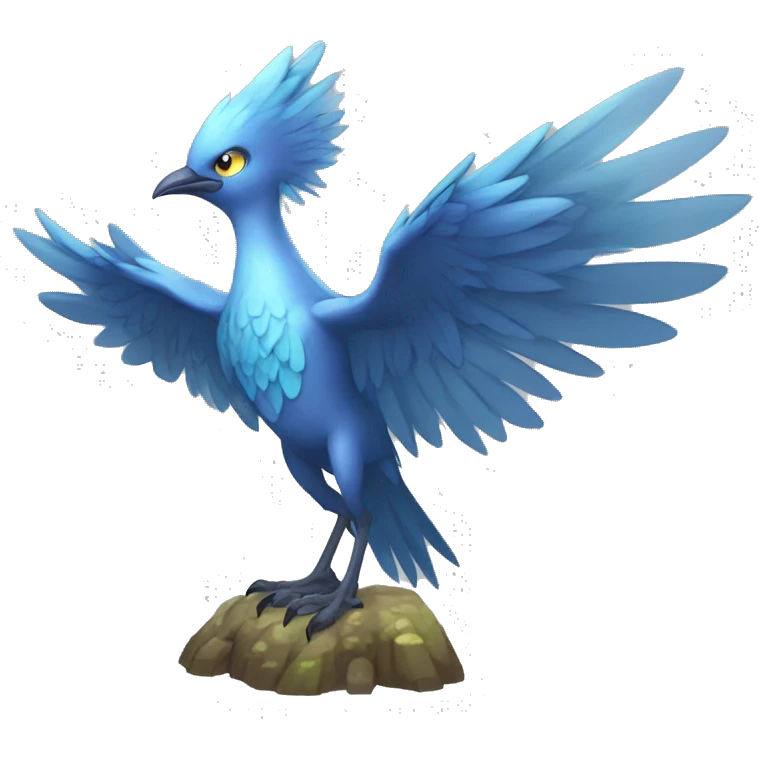 Edgy Fantasy legendary blue bird water-type-Hydro-Phoenix-avian Fakemon full body emoji