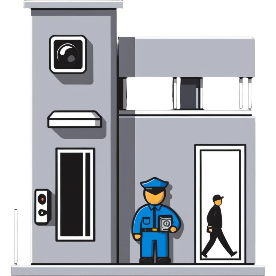 security guard monitoring building cameras emoji