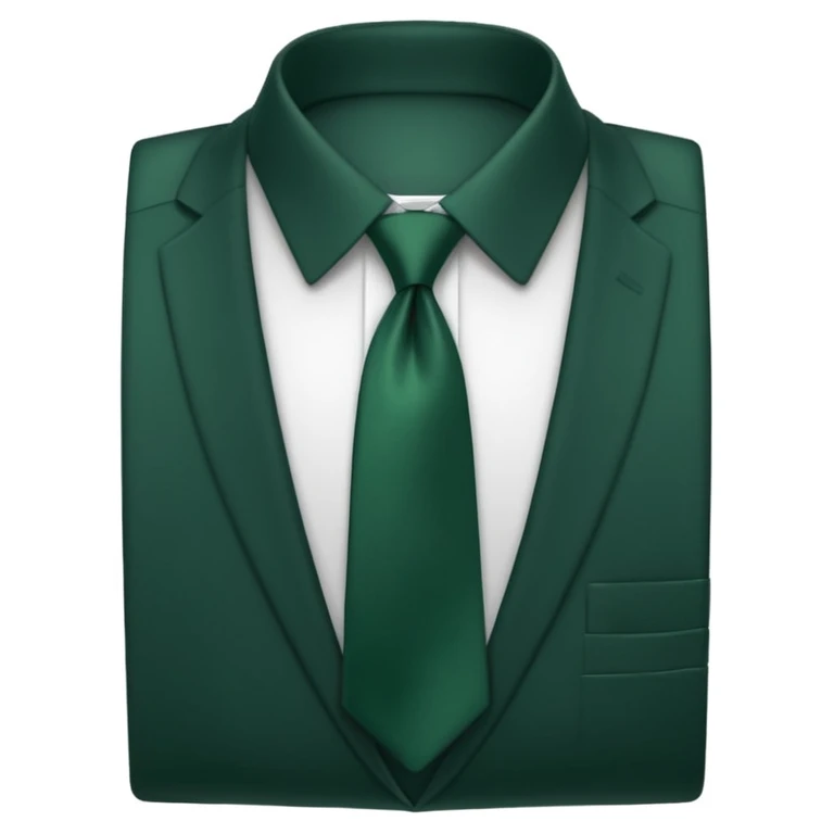 men's dark green tie on white shirt, minimalism, no emojis or faces, iOS emoji style emoji