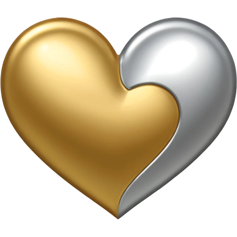 half gold half silver heart emoji