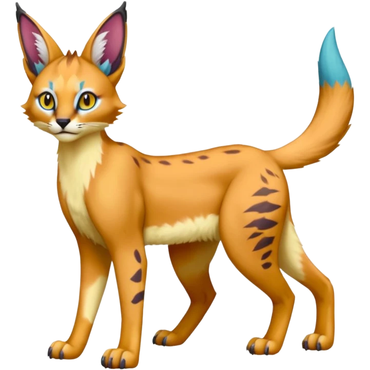 Colorful Caracal-Sergal-Serval-Genet-Pokémon-Digimon-Fakémon-fusion-hybrid-creature emoji