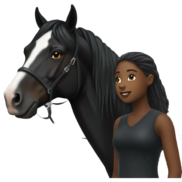 black horse and girl emoji