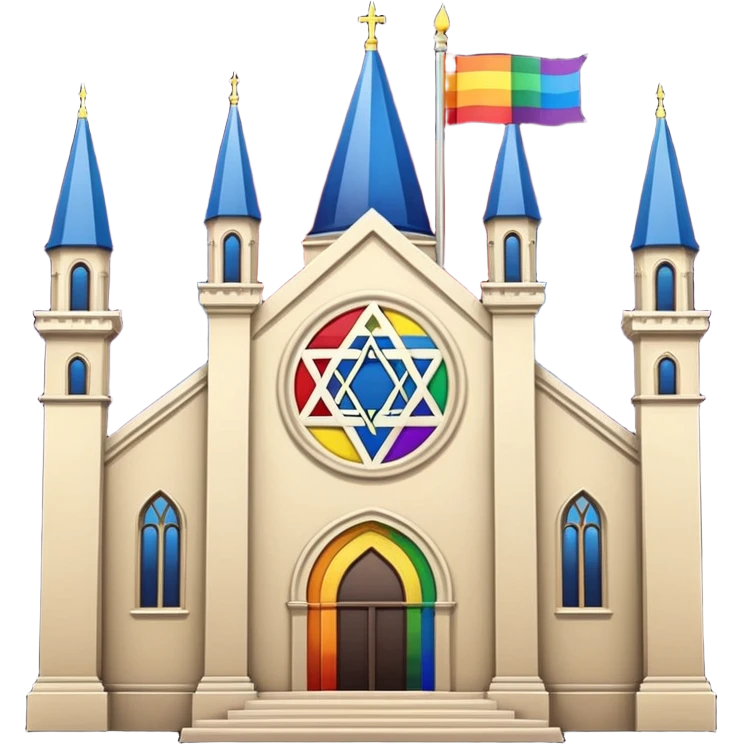 jewish synagogue temple in dark goth aesthetic style with lgbt flags emoji