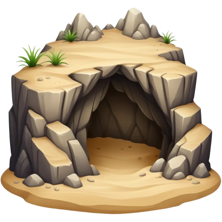 generate realistic detailed cave in 3d style with sand  emoji