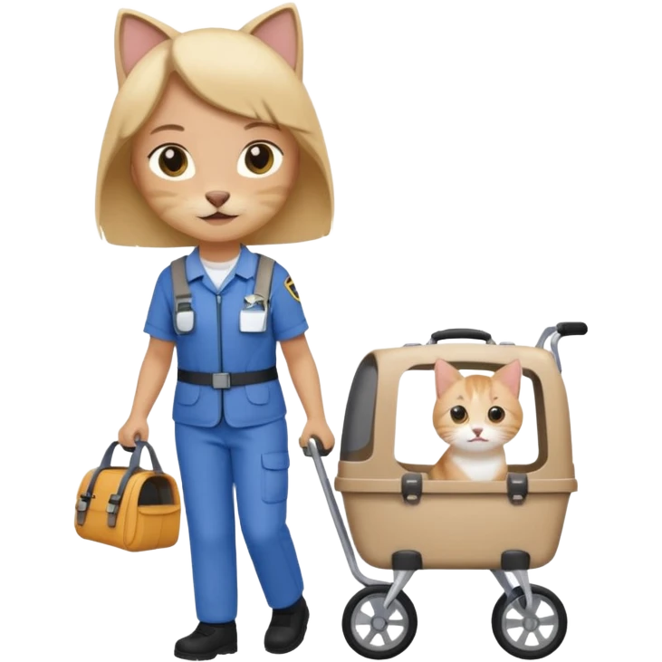 Walker + cat in carrier, Pet Walkers. emoji