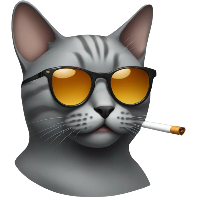 Gray cat with sunglasses smoking a cigarette  emoji