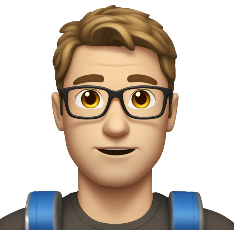 white nerd guy with brown hair going to gym emoji