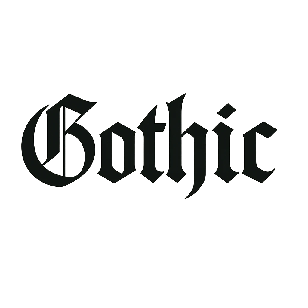 the word 'Gothic' in classic blackletter gothic calligraphy, only text, no decoration emoji