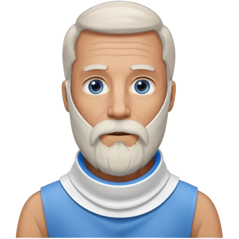 Older man with a full long beard, a medical neck brace, and blue eyes. emoji