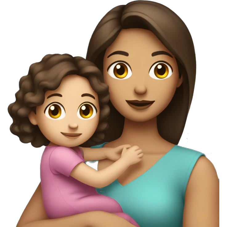 fair skinned brunette woman holding toddler emoji