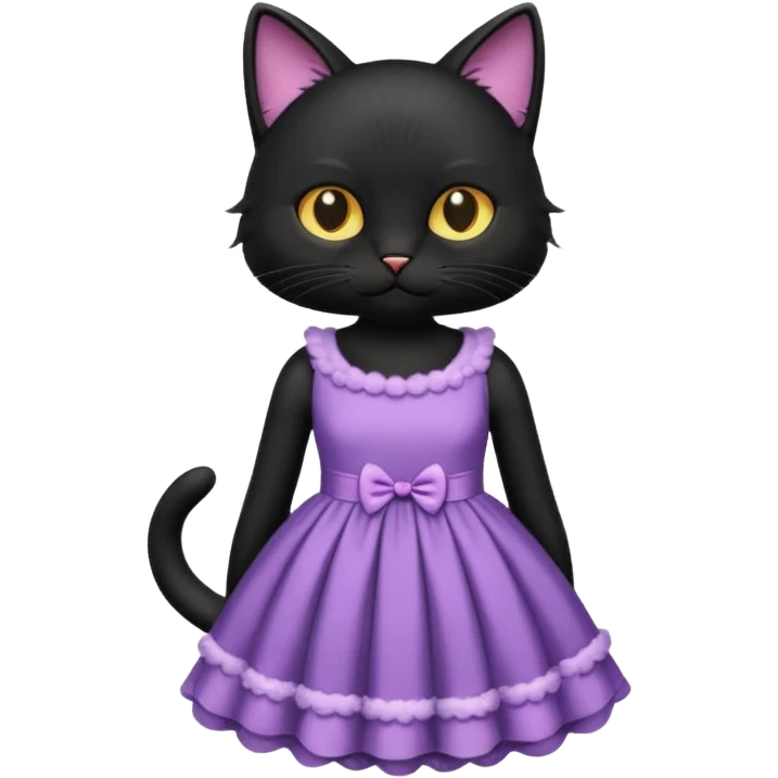 Black cat in a dress emoji