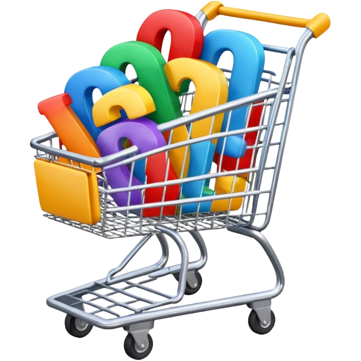 shopping cart with AI letters inside emoji
