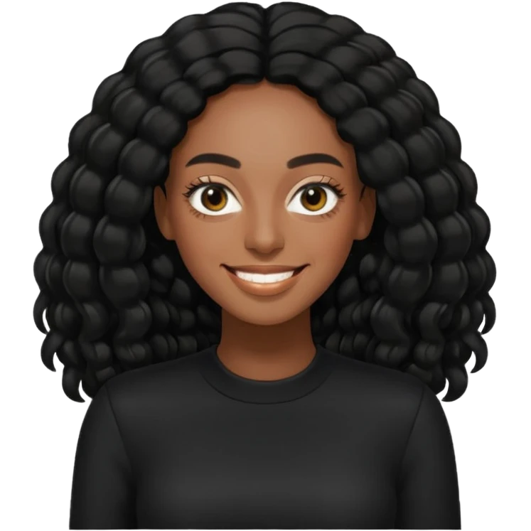 Solange, black long hair, black outfit emoji