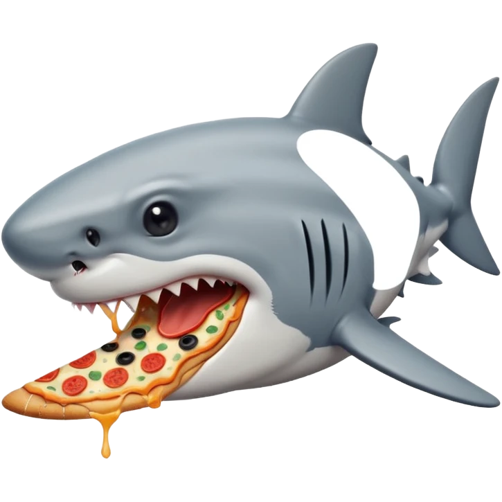 Sad shark eating cold pizza emoji