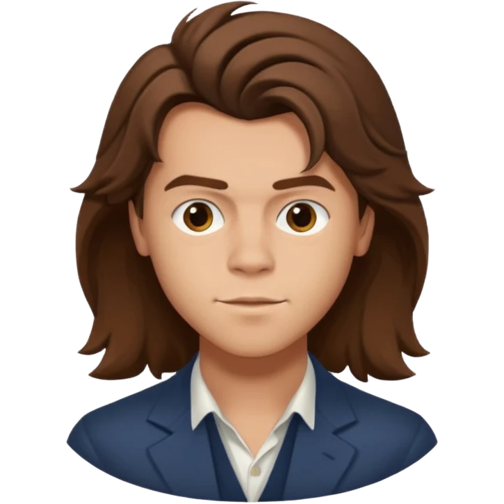 une personne qui ressemble a harry styles avec beaucoup de details, de 3 quart  dans un rond  emoji