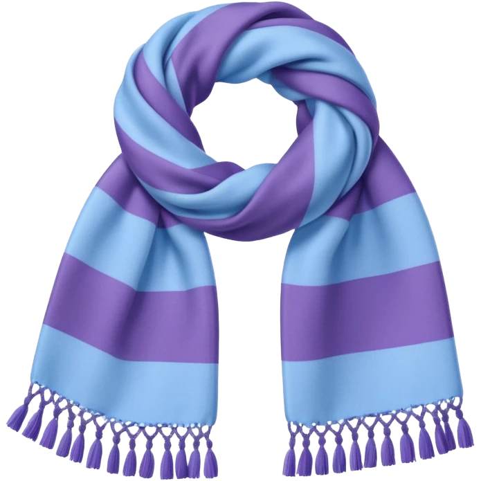 Realistic blue and pastel-purple vertically thick-striped winter scarf isolated. emoji