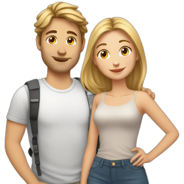 Young European Couple with cat emoji