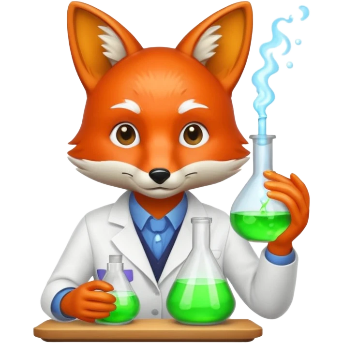 fox scientist mixing glowing potion idea emoji