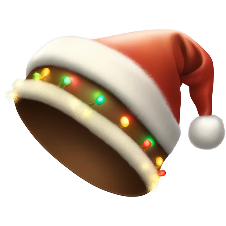 brown santa claus hat with shimmering garland emoji