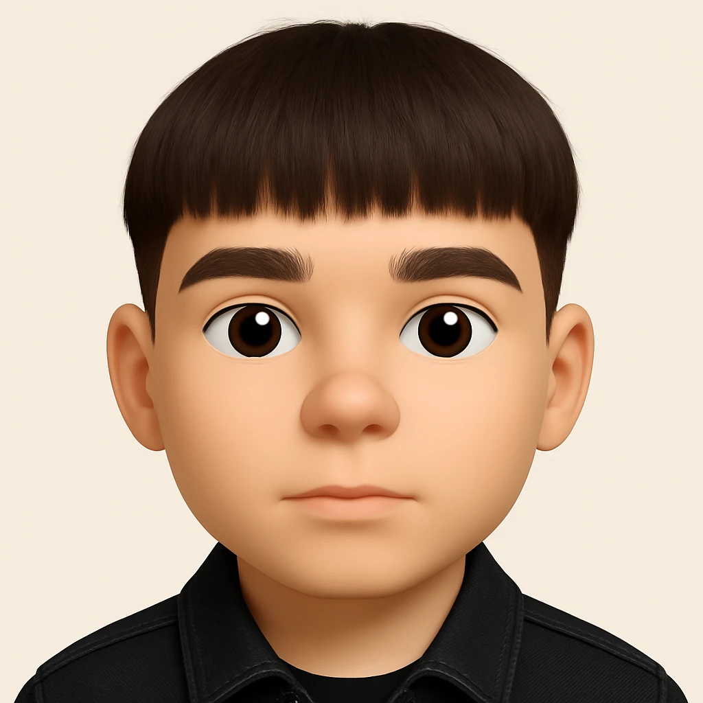 Create a realistic 3D emoji based on the provided photo, preserving facial details but without pimples and mustache, wearing a black denim jacket. The style should resemble a 3D emoji look. emoji