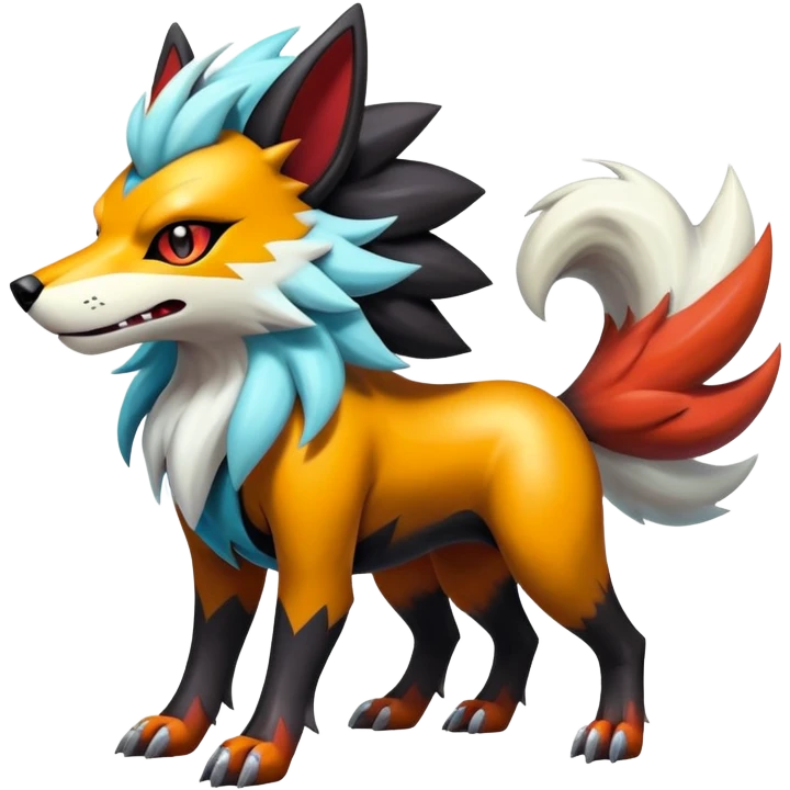 Shiny Gothic Exotic Punk’ish Cool Colorful Epic Futuristic Houndoom-Arcanine-Zorua-Torracat-Pokémon-Fakémon-hybrid-creature emoji
