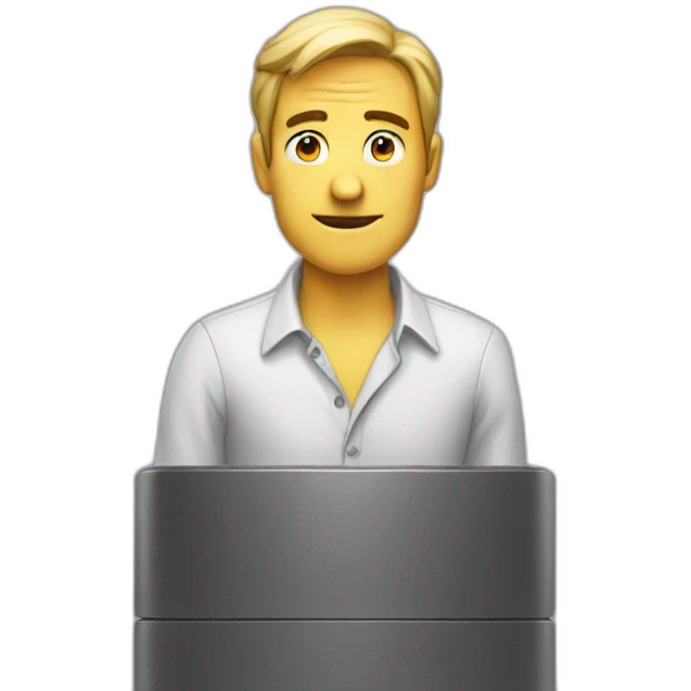 Man waiting to press button emoji