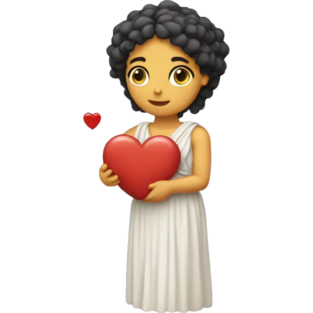 Greek Sappho holds a heart in her hand emoji