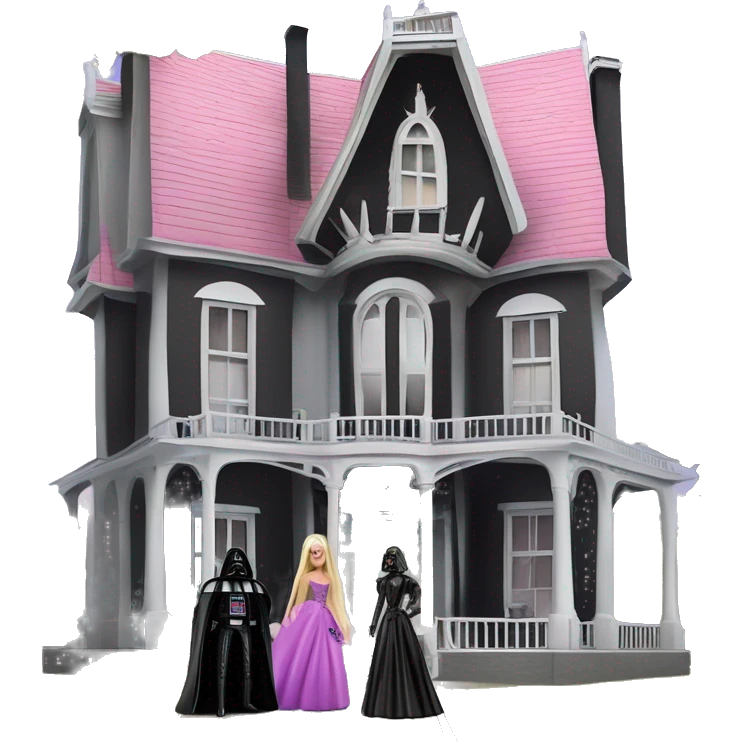Darth Vader and Barbie’s very dusty old disturbing disgusting ghostly very haunted horror dream house mansion  emoji