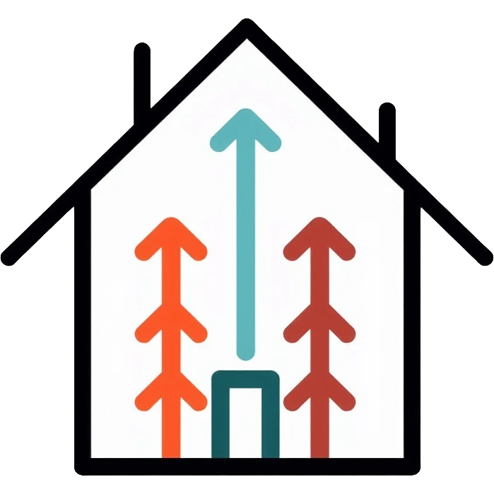 House with multiple arrows pointing inward from all directions, symbolizing environmental influence on behavior emoji