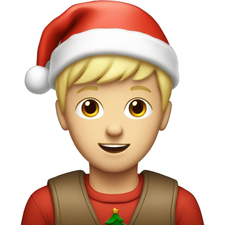 Blonde boy with Christmas hat emoji