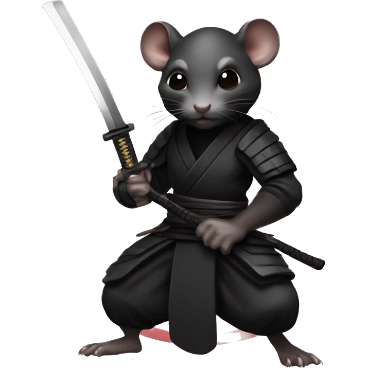 ninja black skin rat with katana emoji