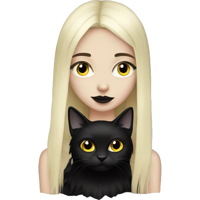 goth girl with black cat emoji