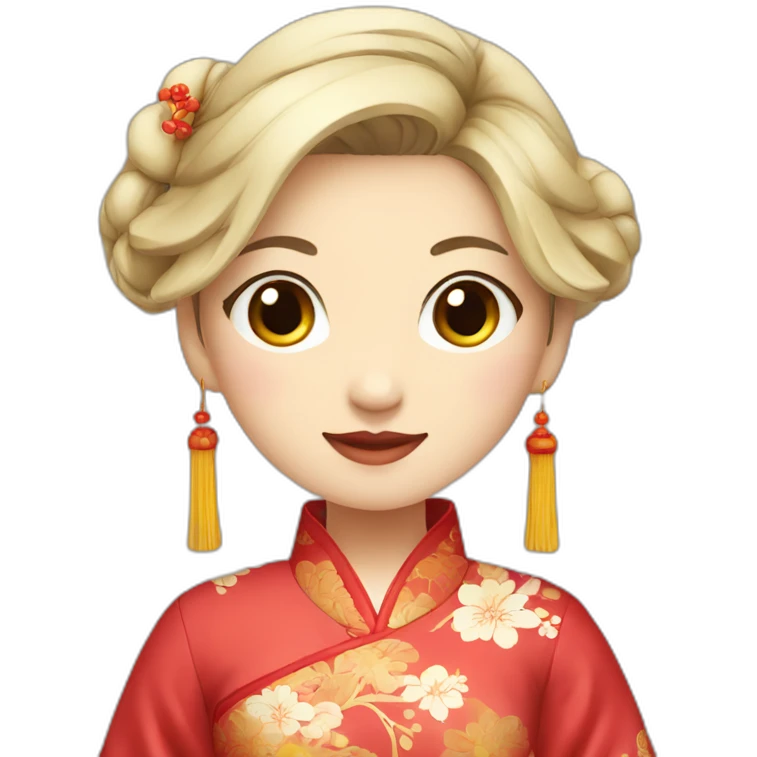 Chinese lady wear Chinese traditional clothes emoji