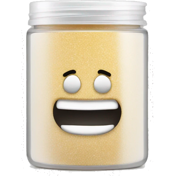 body scrub pot with label emoji