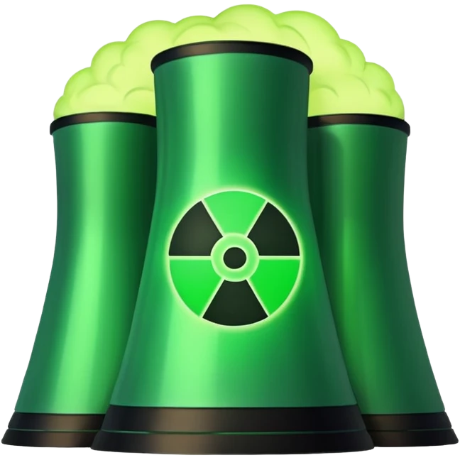 nuclear power plant with green radioactive glow, more realistic, emoji style, option 2 emoji