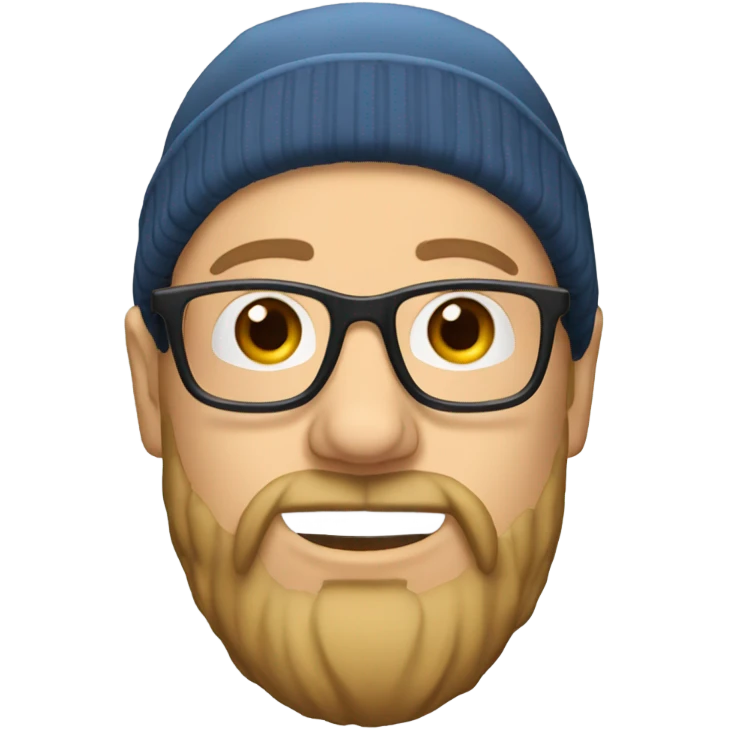 Bald white man with glasses, a beanie, and a beard emoji