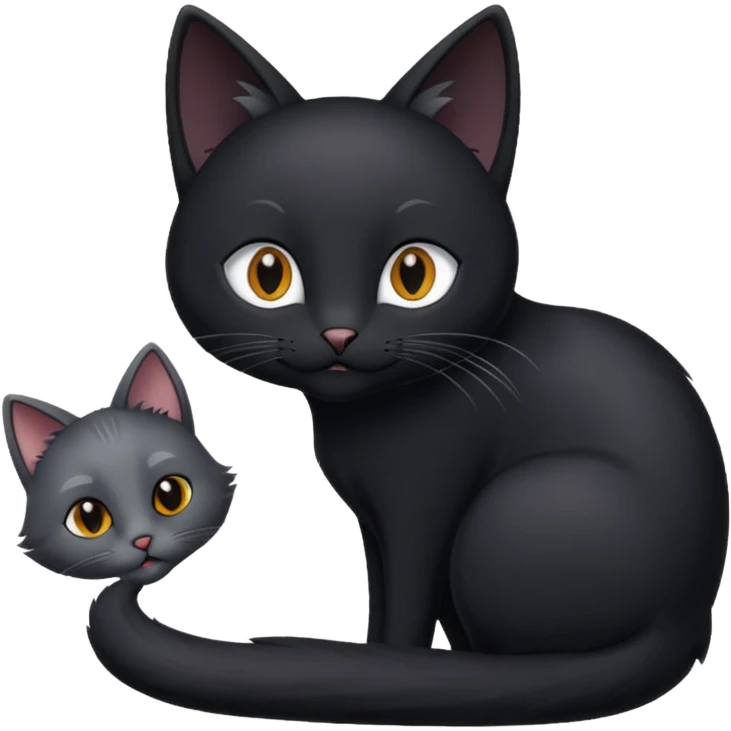 Black cat sucking silver fox's dick emoji