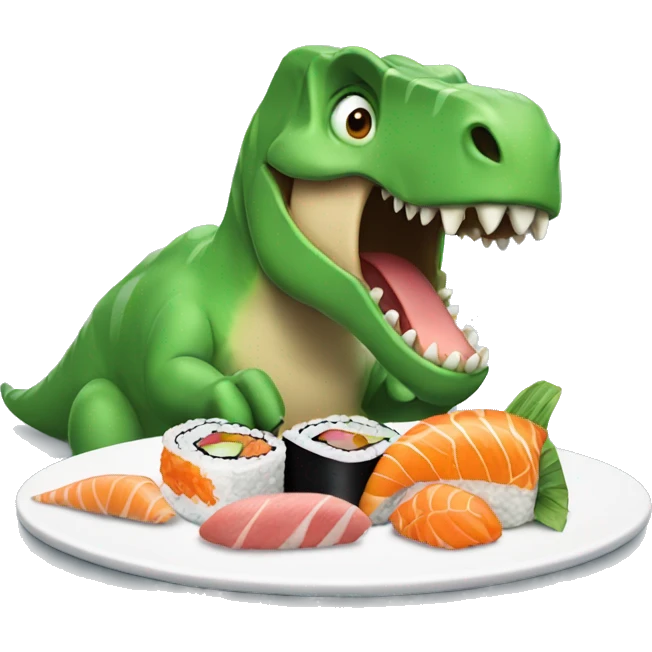 Dinosaur eating sushi  emoji