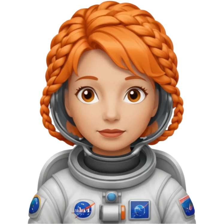 Astronauts, Middle-age, female, orange braided hair emoji