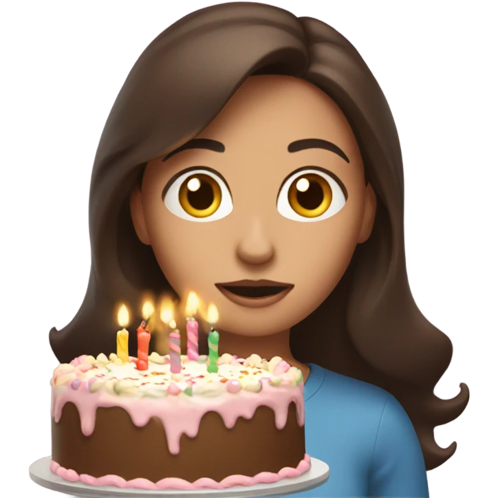 Brunette blowing out her birthday candles emoji