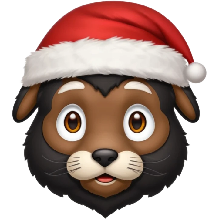 miniature black pinmcher in santa aht emoji