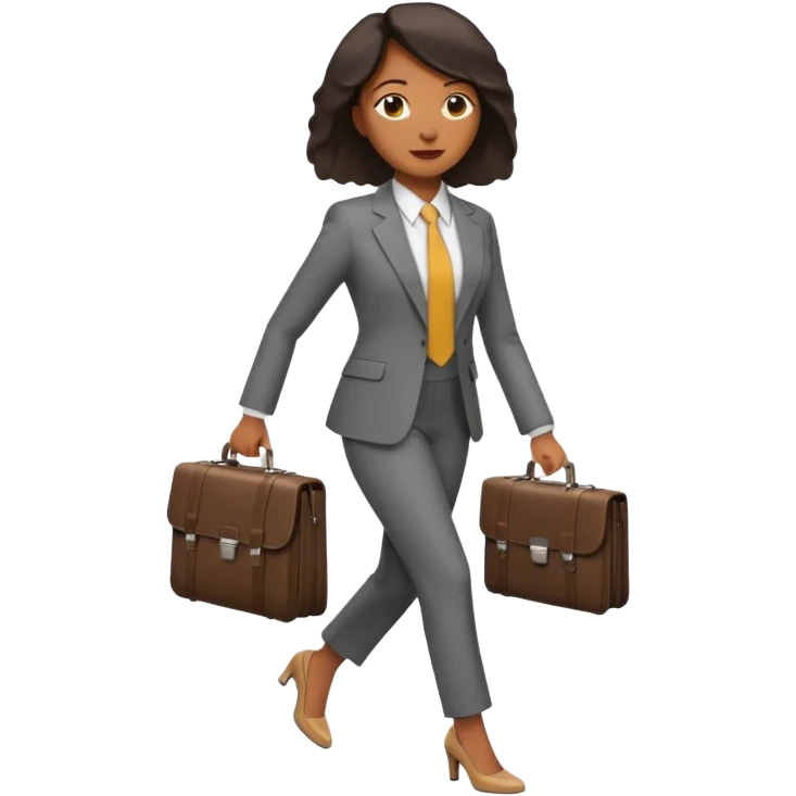 black woman in a smart suit and shoes, walking briefcase in hand emoji style emoji