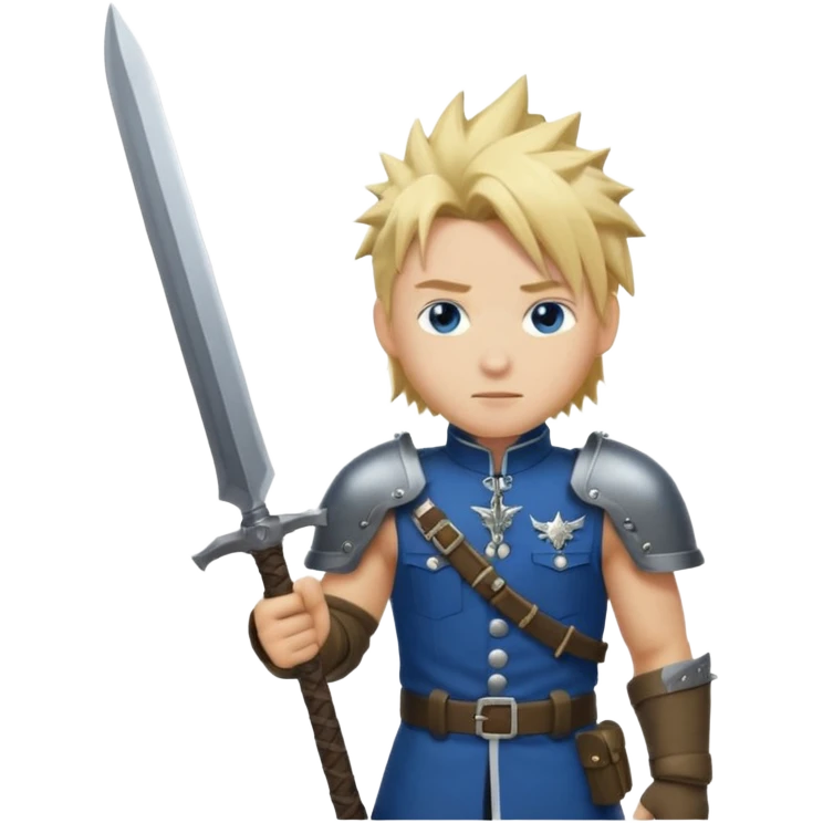 Cloud FF7 character emoji - with fenrir blade  emoji
