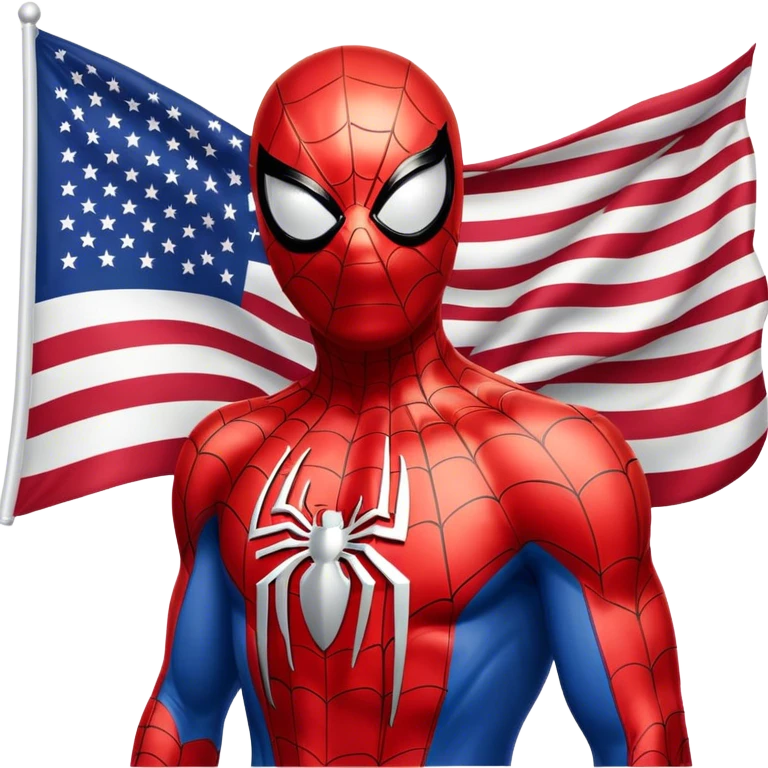Spider-Man with the United States flag wrapped around him emoji