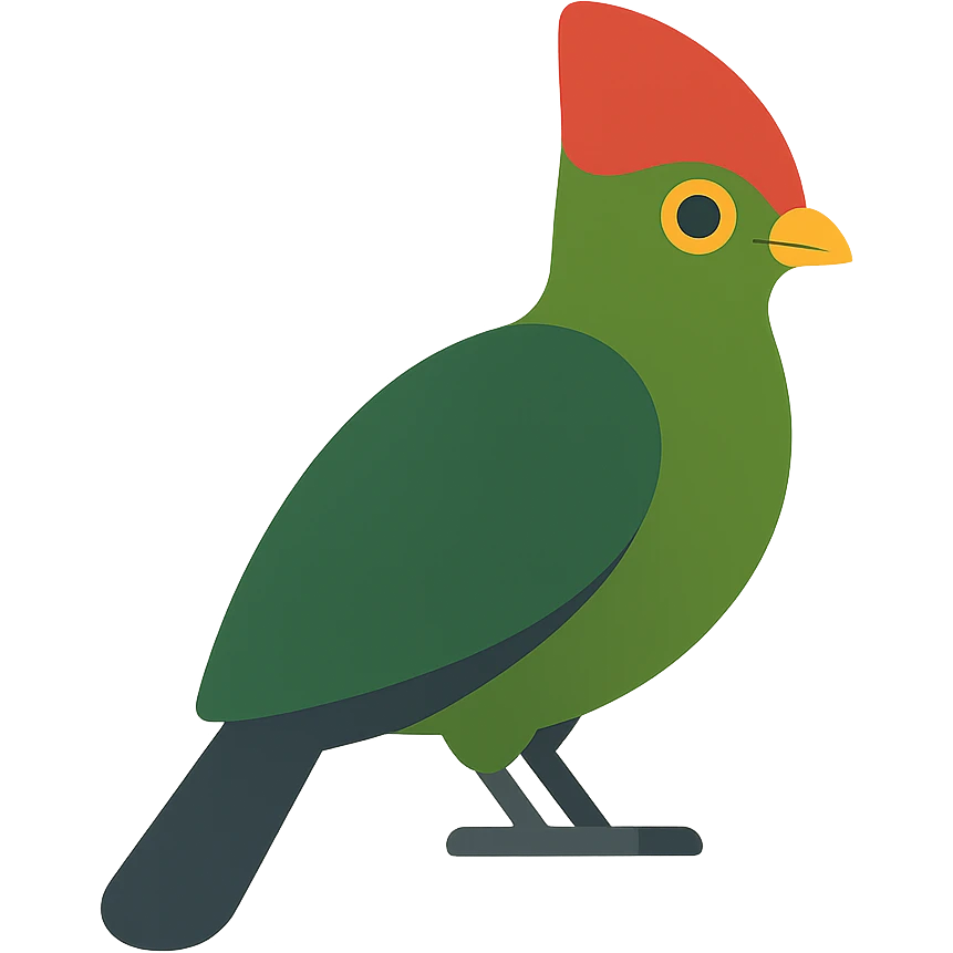 red-crested turaco, flat toon illustration emoji