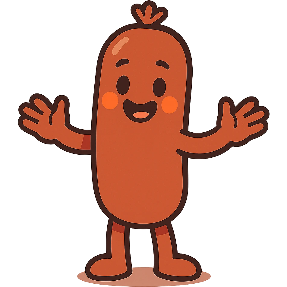 a cute, friendly sausage humanoid radiating warmth and affection emoji