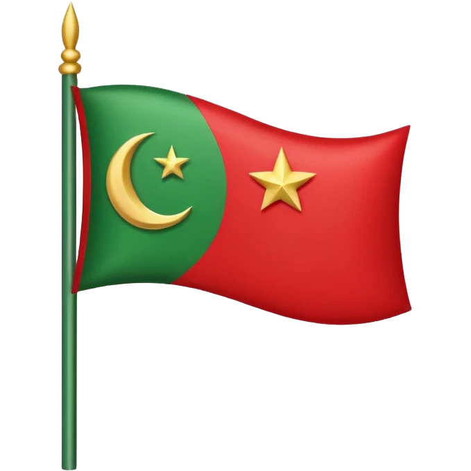 Small pti party red and green color flag with moon and star make one for chat emoji