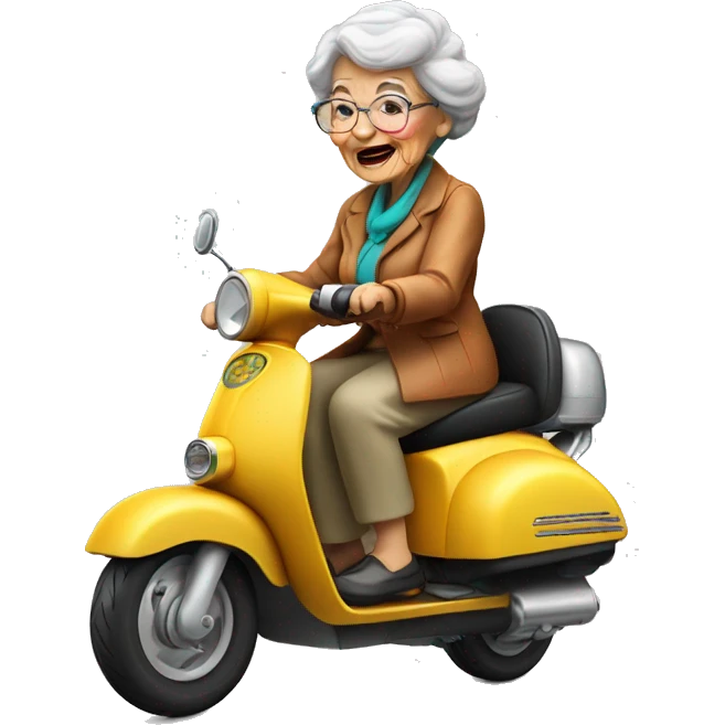 Grandma with sigaret on scooter Driller  emoji