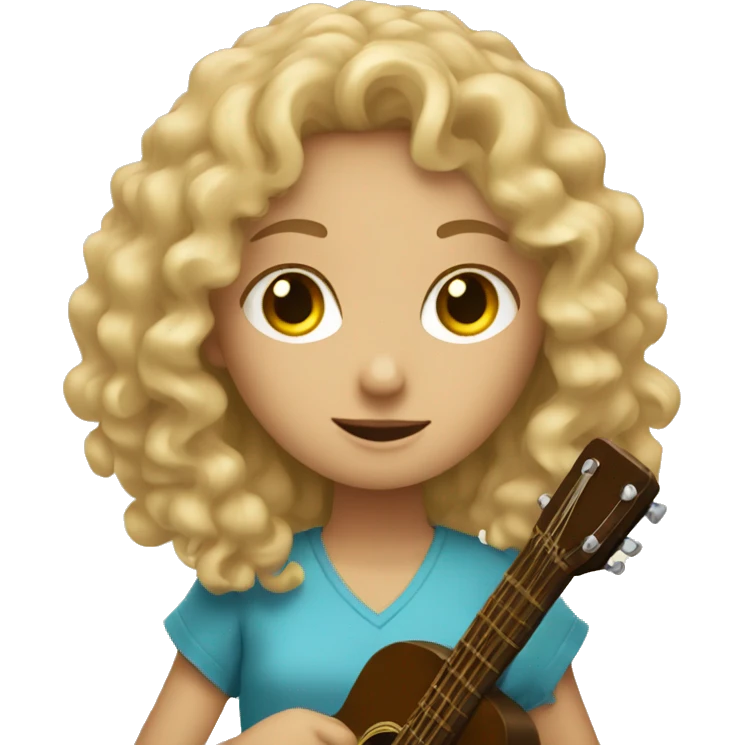 Blonde curly girl with a guitar and a bible emoji