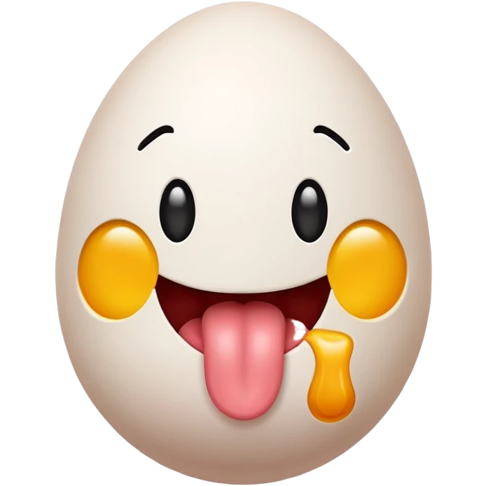 egg with the tongue out, simple emoji style emoji